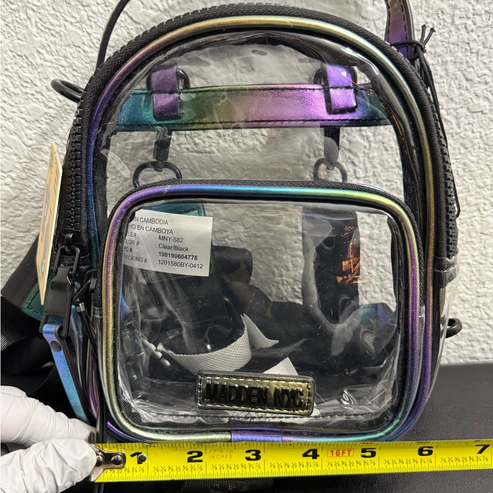 Steve Madden Convertible Clear Backpack Converts to Crossbody Stadium Bag Rave